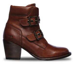 Mark Nason Yuma Sonora Brown Ankle Biker Buckle Moto Heeled Boots